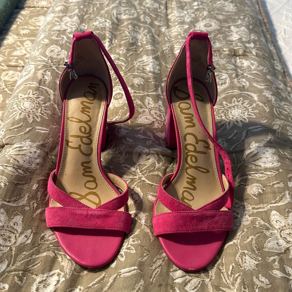 Sam Edelman pink suede heels.  Very good condition.  See photos . Size 7